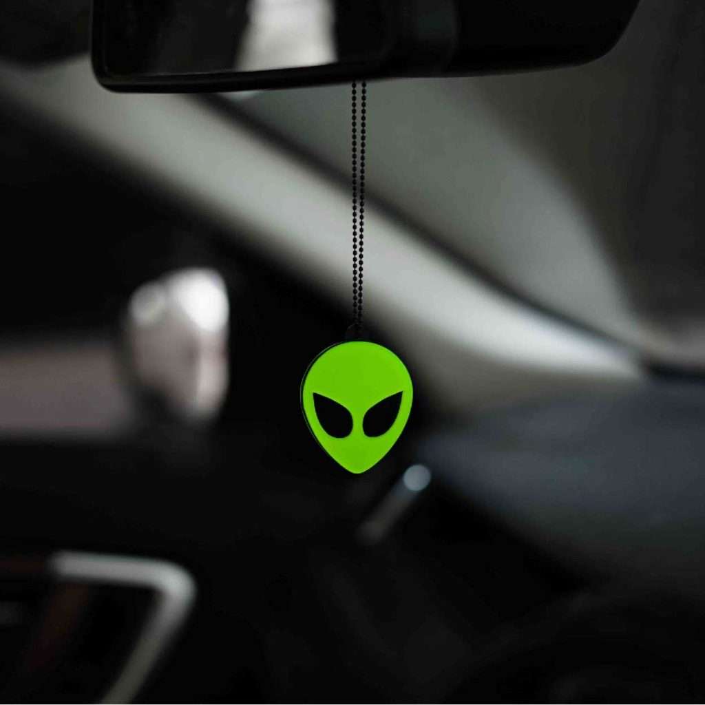 Fluorescent Green Alien Car Mirror Hanging