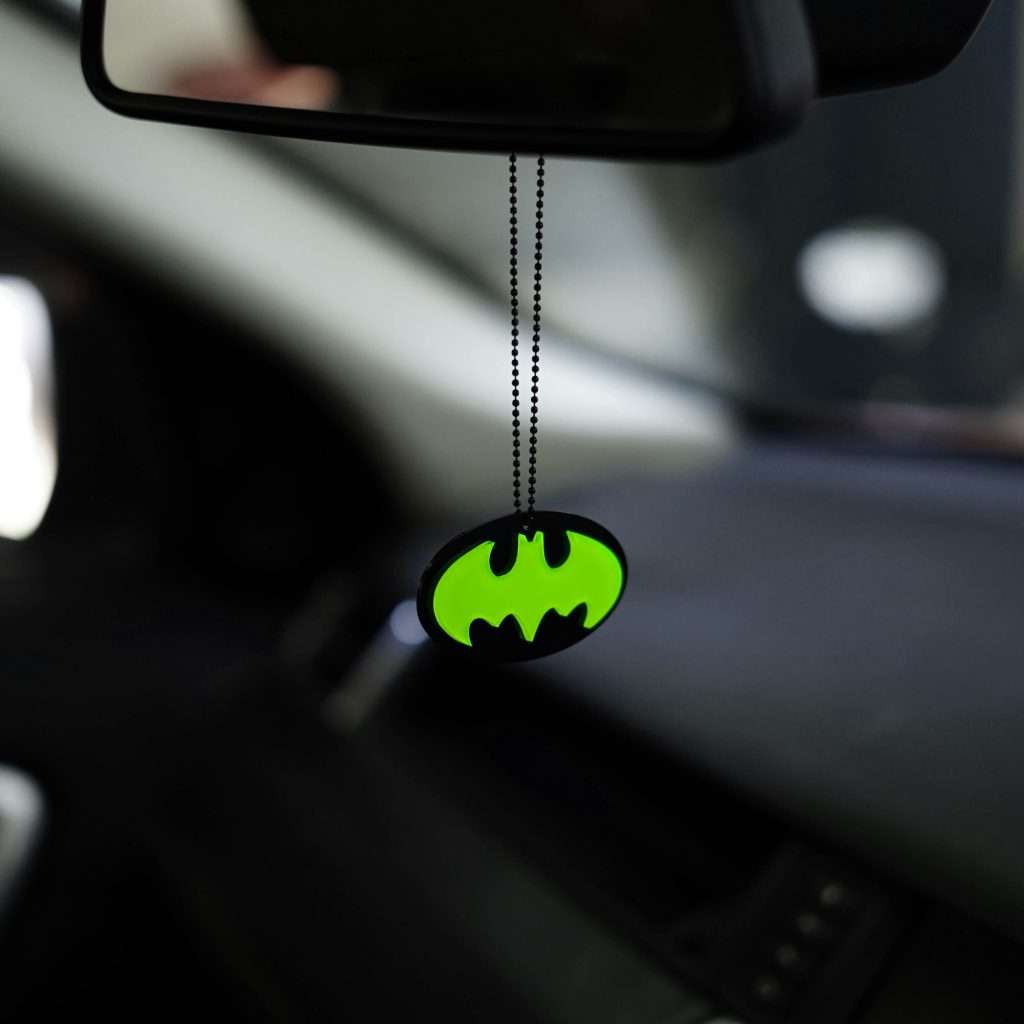 Fluorescent Green Batman Car Mirror Hanging