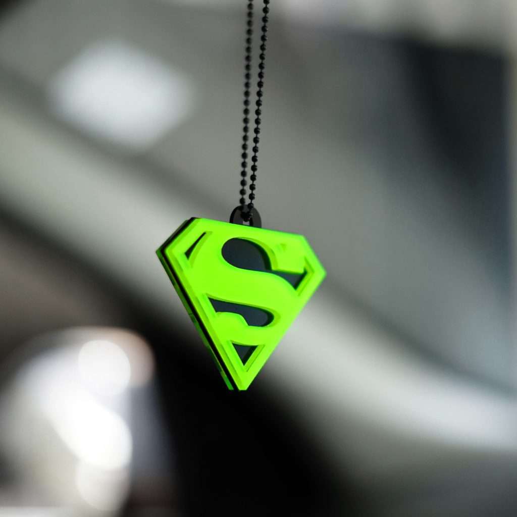 Fluorescent Green Super Man Car Mirror Hanging