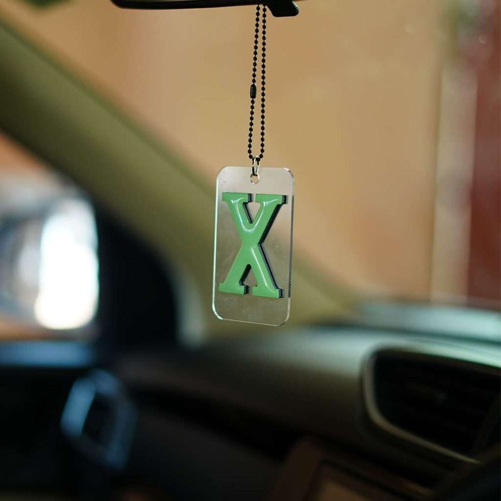 X Logo Fluorescent Gel Car Mirror Hanging