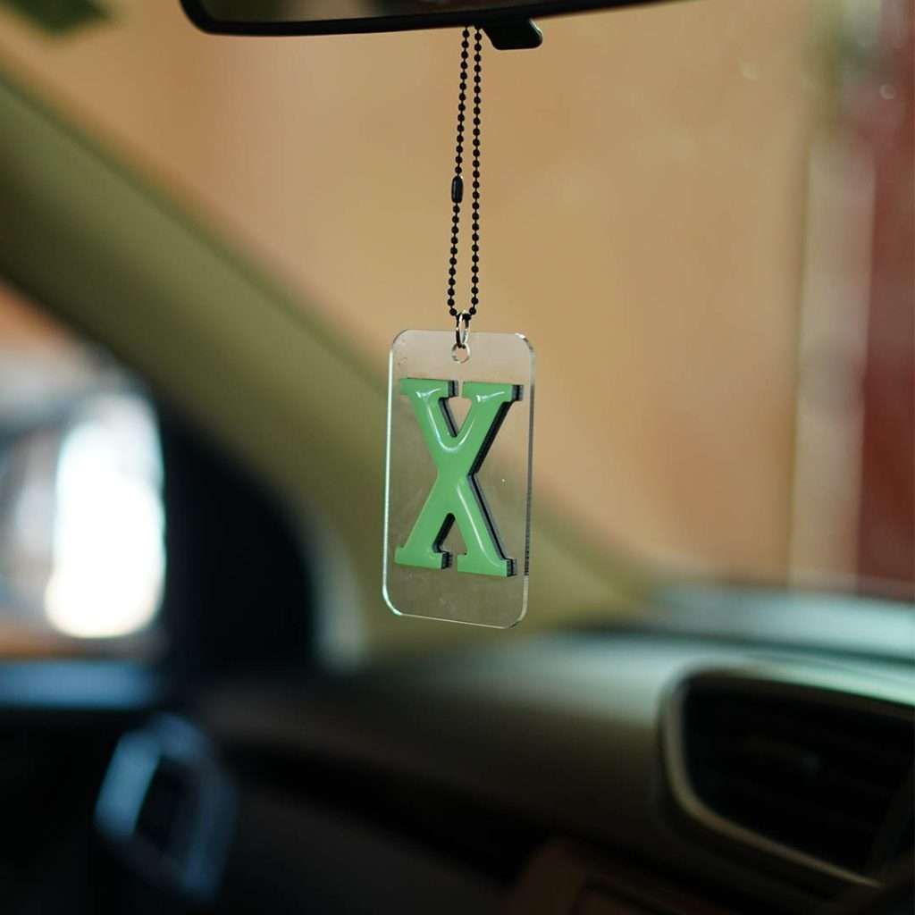 X Logo Fluorescent Gel Car Mirror Hanging