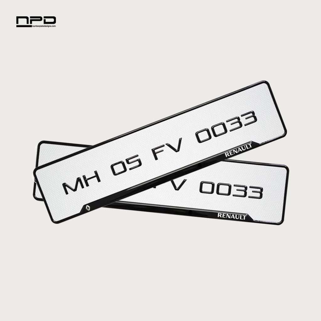 Renault Car Premium 3D Gel Number Plate with Honeycomb Design