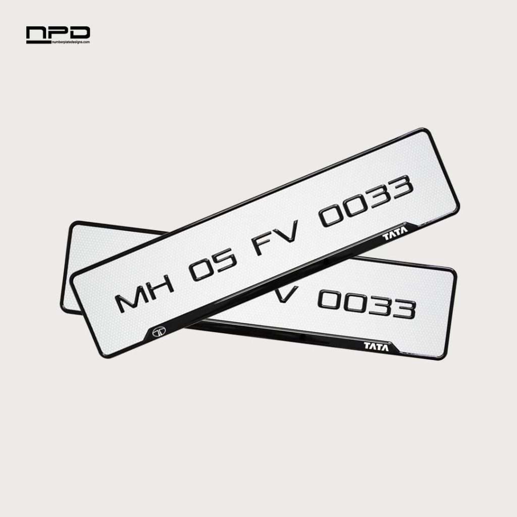 TATA Car Premium 3D Gel Number Plate with Honeycomb Design