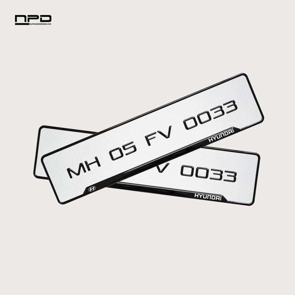 Hyundai Car Premium 3D Gel Number Plate with Honeycomb Design
