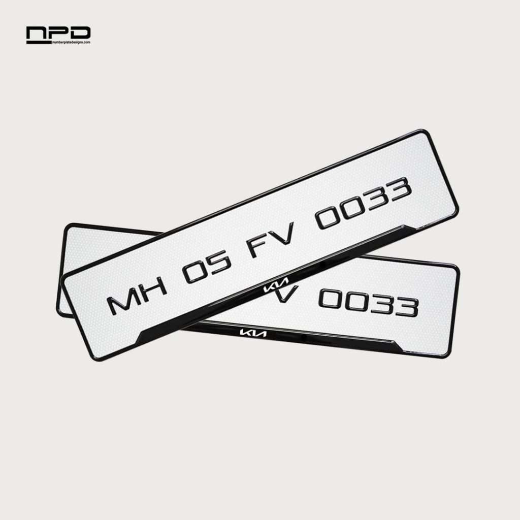 KIA Car Premium 3D Gel Number Plate with Honeycomb Design