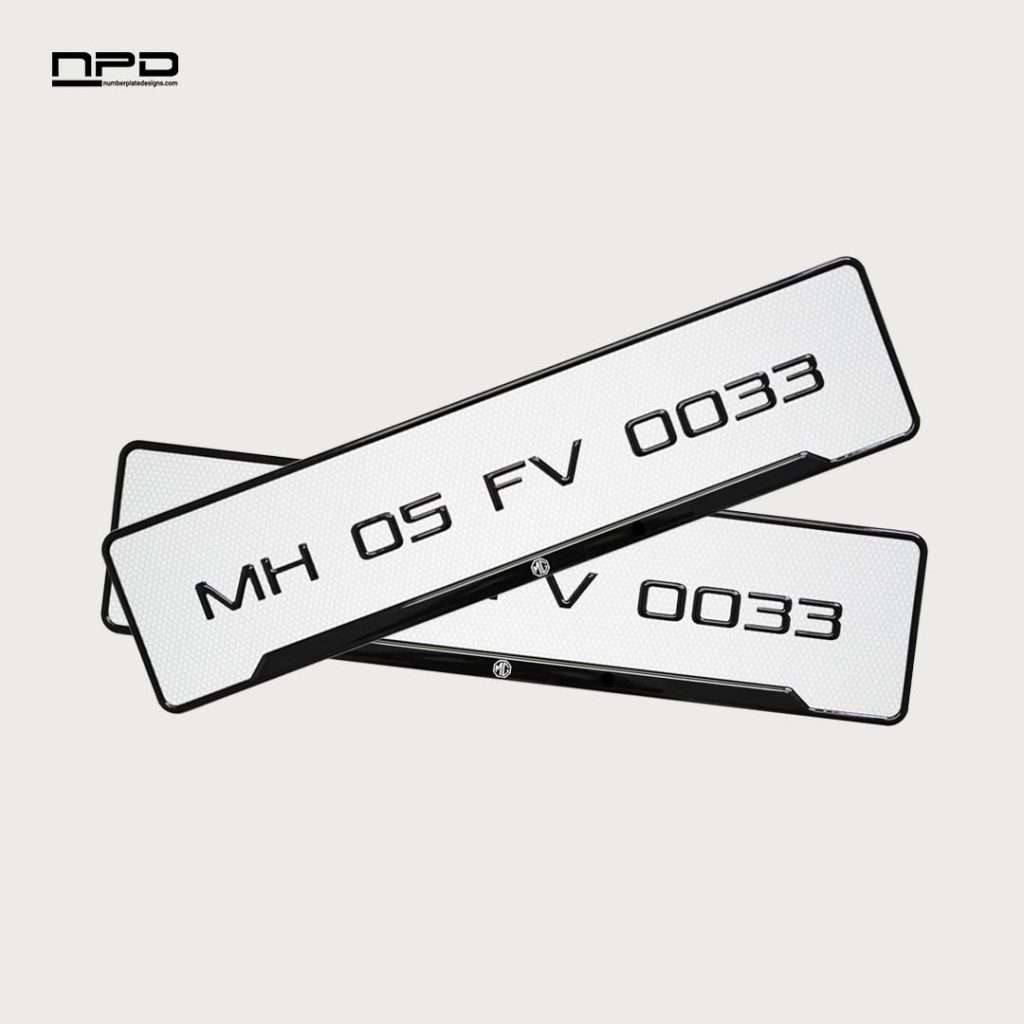 MG Car Premium 3D Gel Number Plate with Honeycomb Design