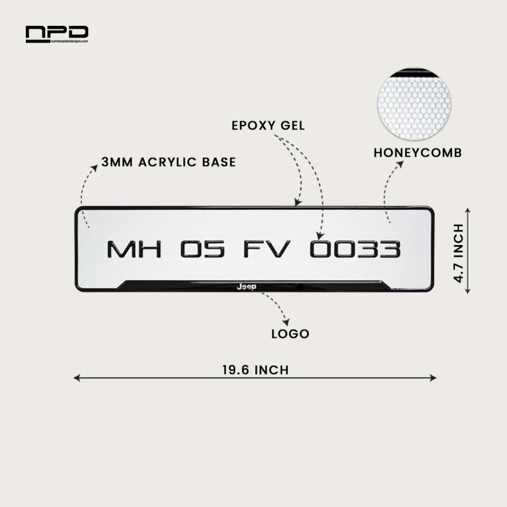 Jeep Premium 3D Gel Number Plate with Honeycomb Design