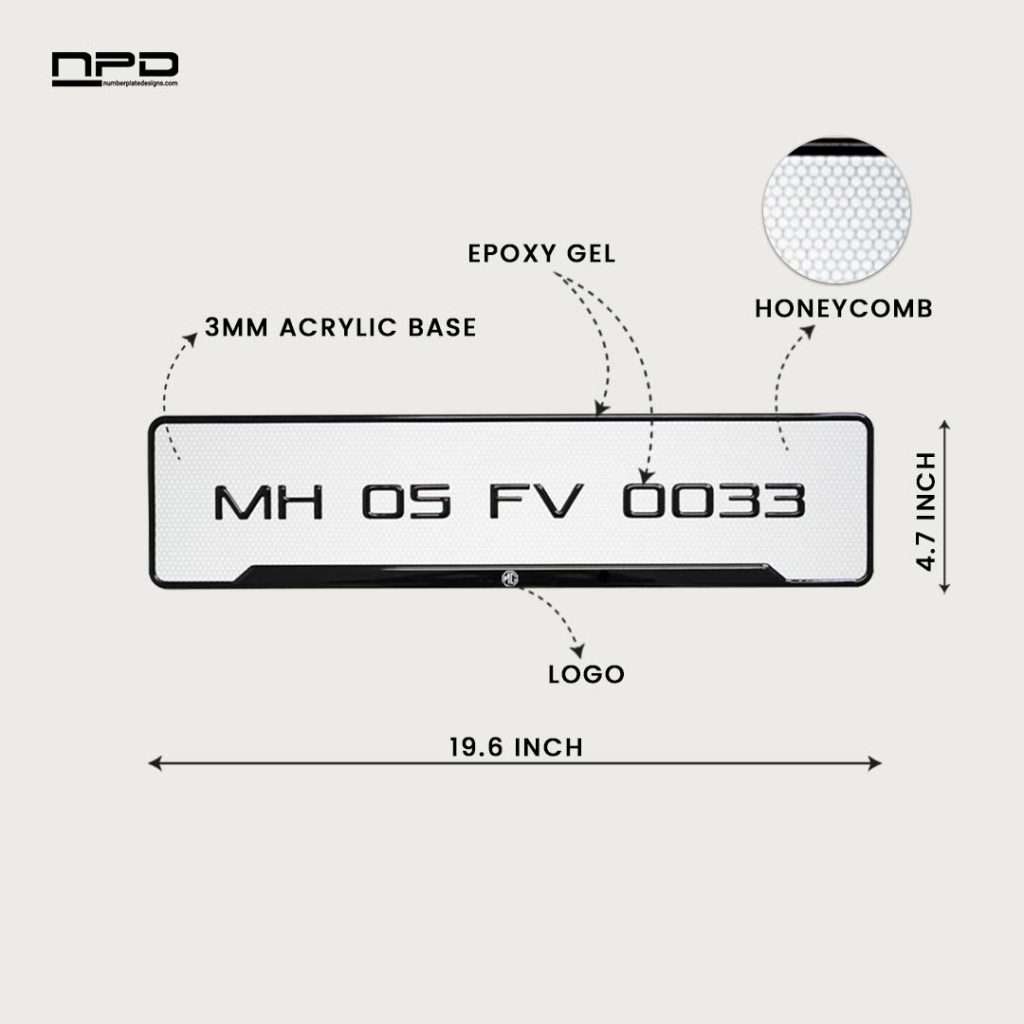 MG Car Premium 3D Gel Number Plate with Honeycomb Design