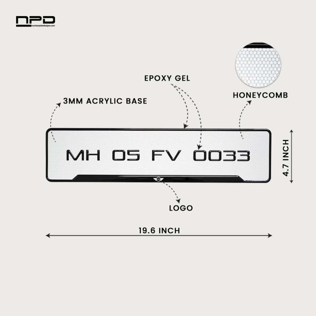 MINI Cooper Car Premium 3D Gel Number Plate with Honeycomb Design