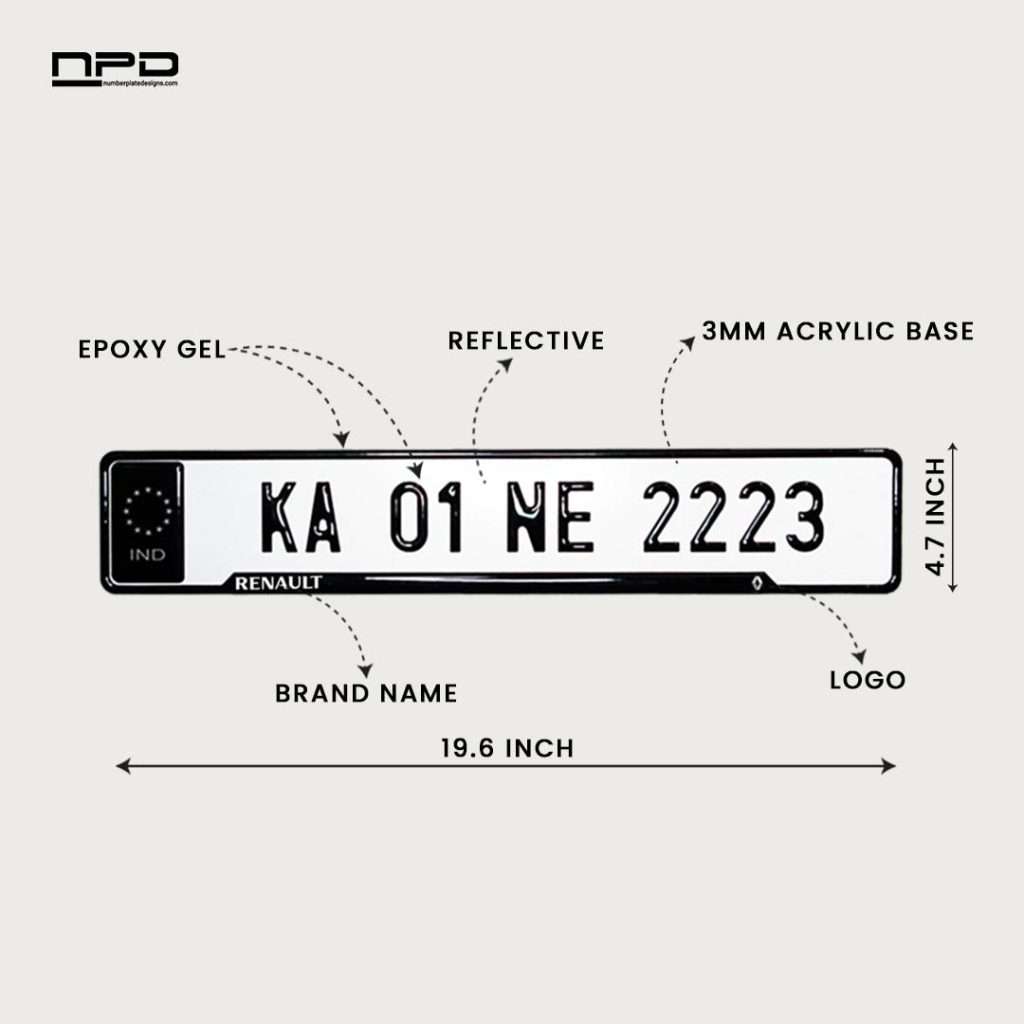 Renault Car Premium Reflective 3D Gel Number Plate