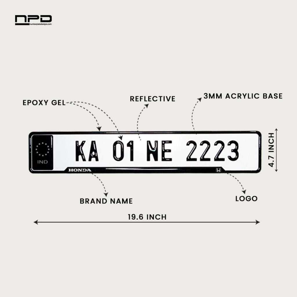 Honda Car Premium Reflective 3D Gel Number Plate