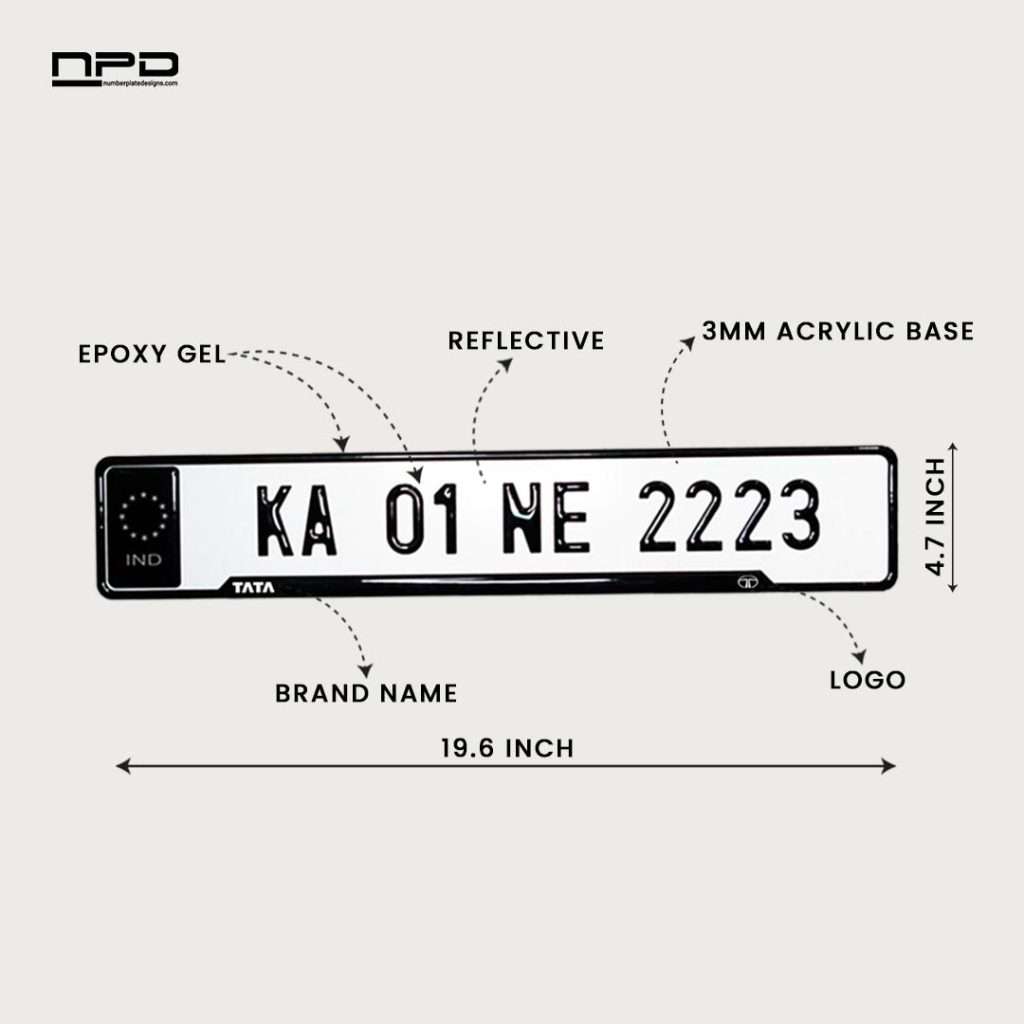 TATA Car Premium Reflective 3D Gel Number Plate