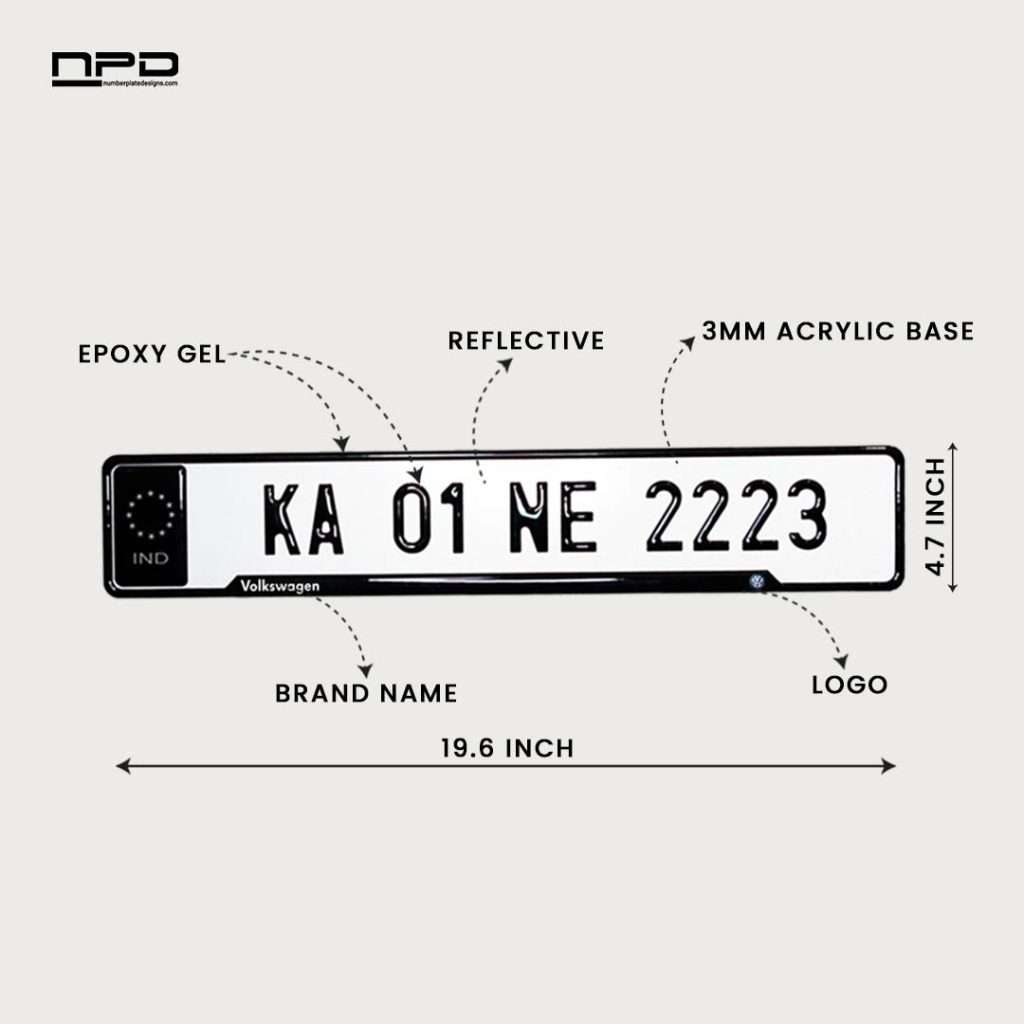 Volkswagen Car Premium Reflective 3D Gel Number Plate