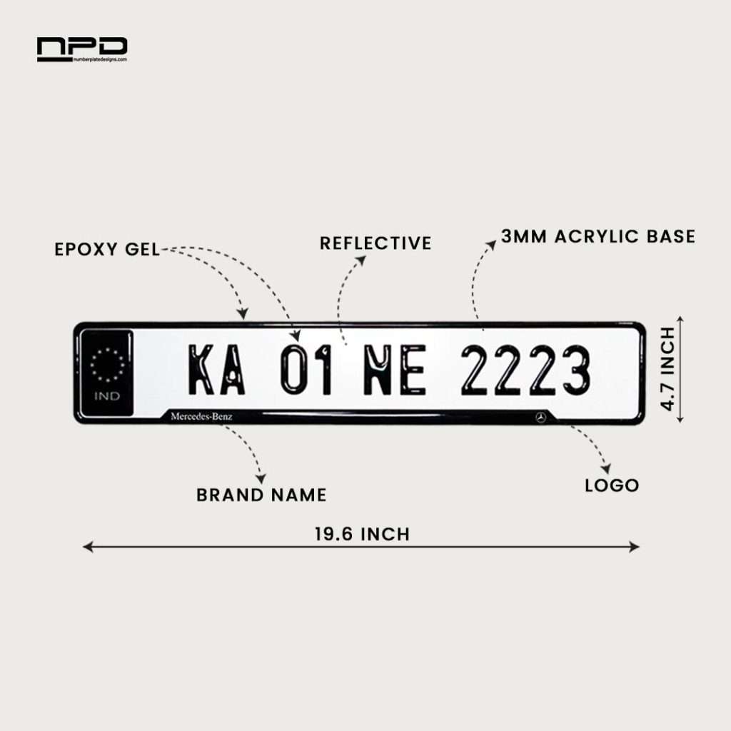 Benz Car Premium Reflective 3D Gel Number Plate