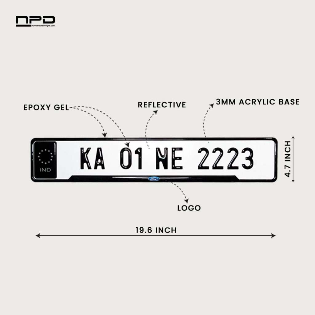 Ford Car Premium Reflective 3D Gel Number Plate