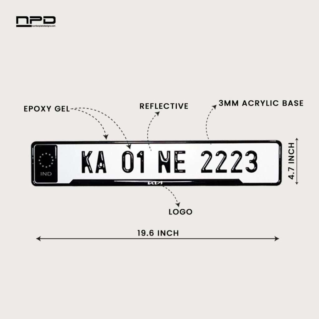 KIA Car Premium Reflective 3D Gel Number Plate
