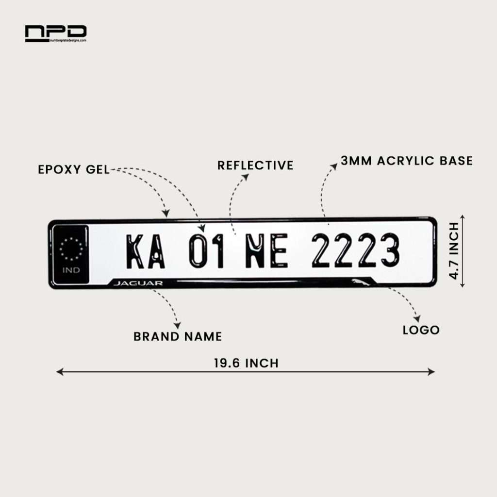 Jaguar Car Premium Reflective 3D Gel Number Plate