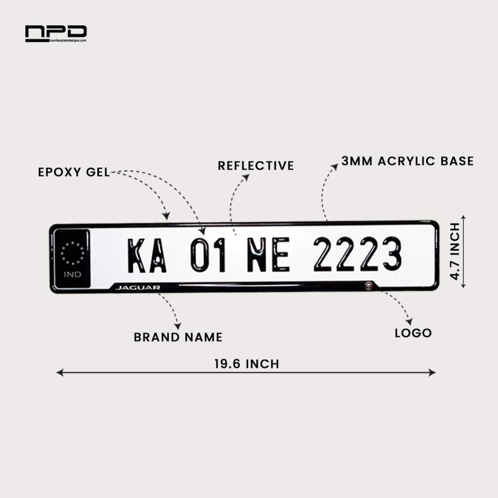 Jaguar Car Premium Reflective 3D Gel Number Plate