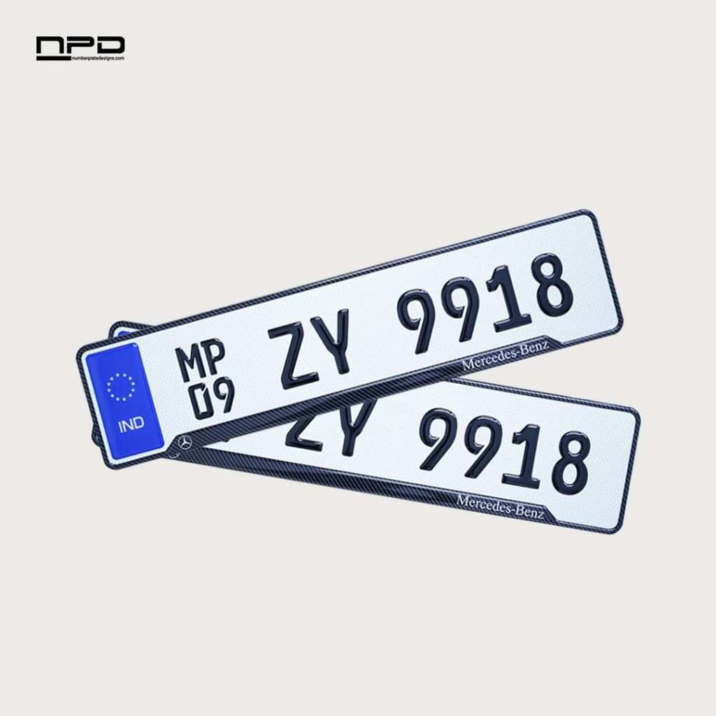 Benz Premium Acrylic Car Number Plate with Epoxy Gel & Honeycomb Reflective Design