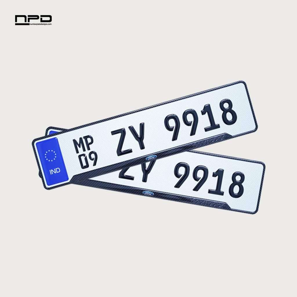 Ford Premium Acrylic Car Number Plate with Epoxy Gel & Honeycomb Reflective Design
