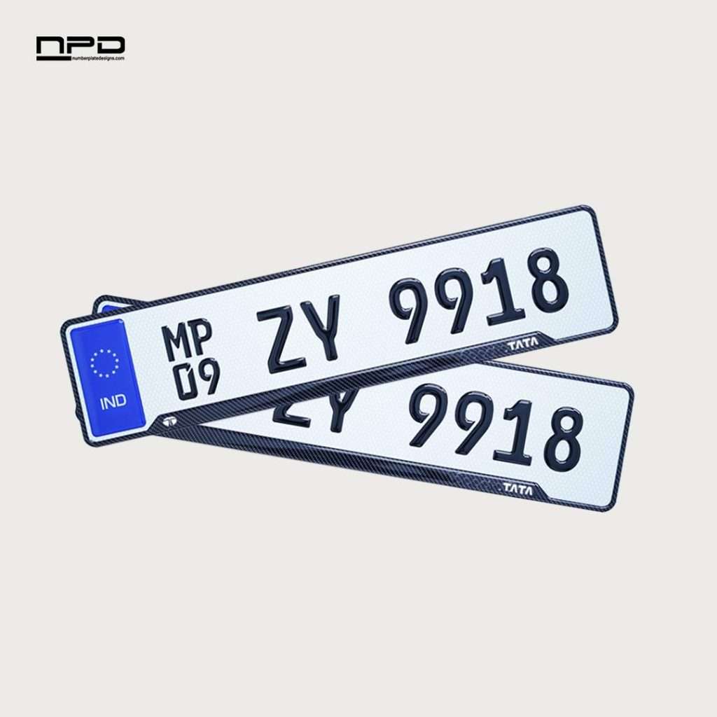 TATA Car Premium Acrylic Number Plate with Epoxy Gel & Honeycomb Reflective Design