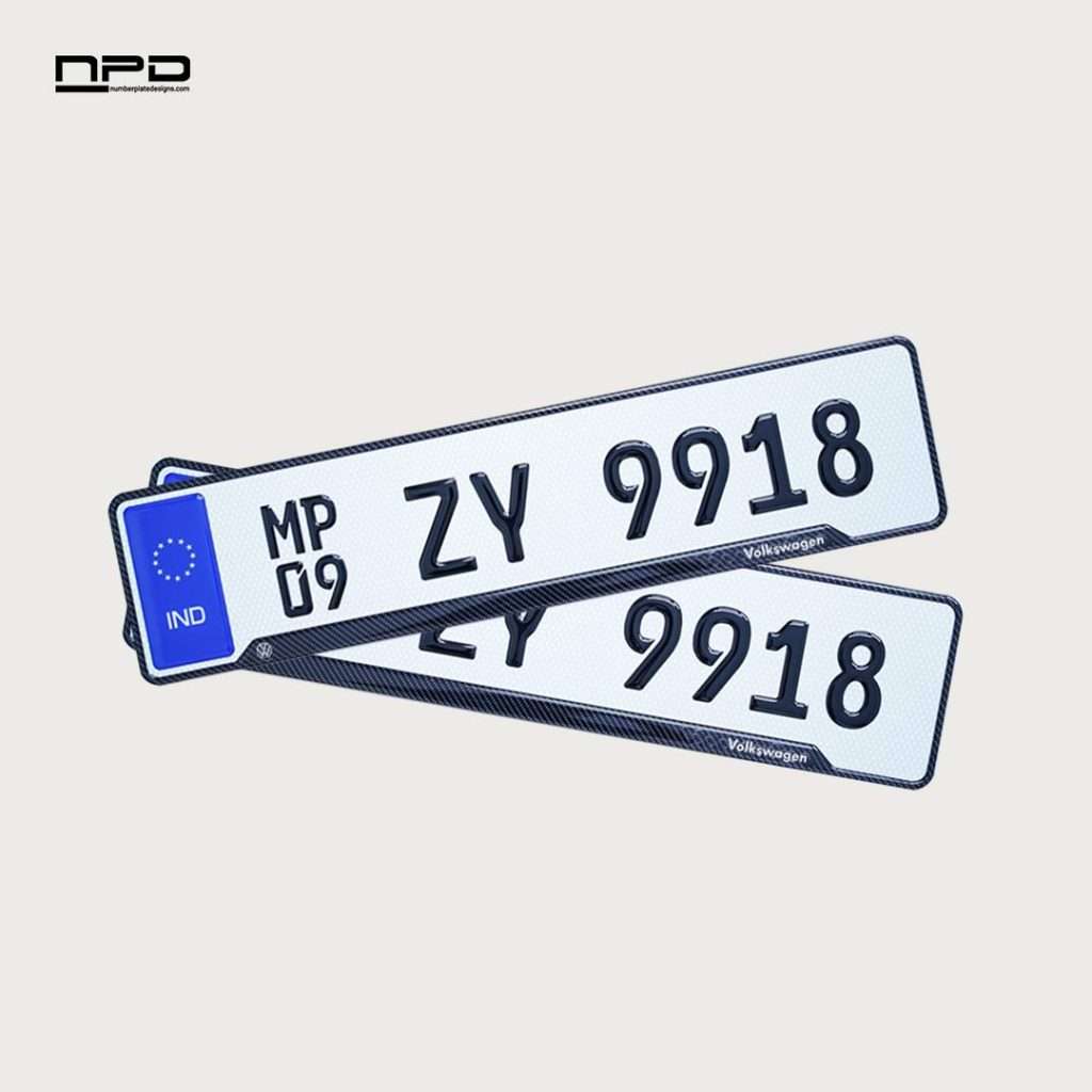 Volkswagen Car Premium Acrylic Number Plate with Epoxy Gel & Honeycomb Reflective Design