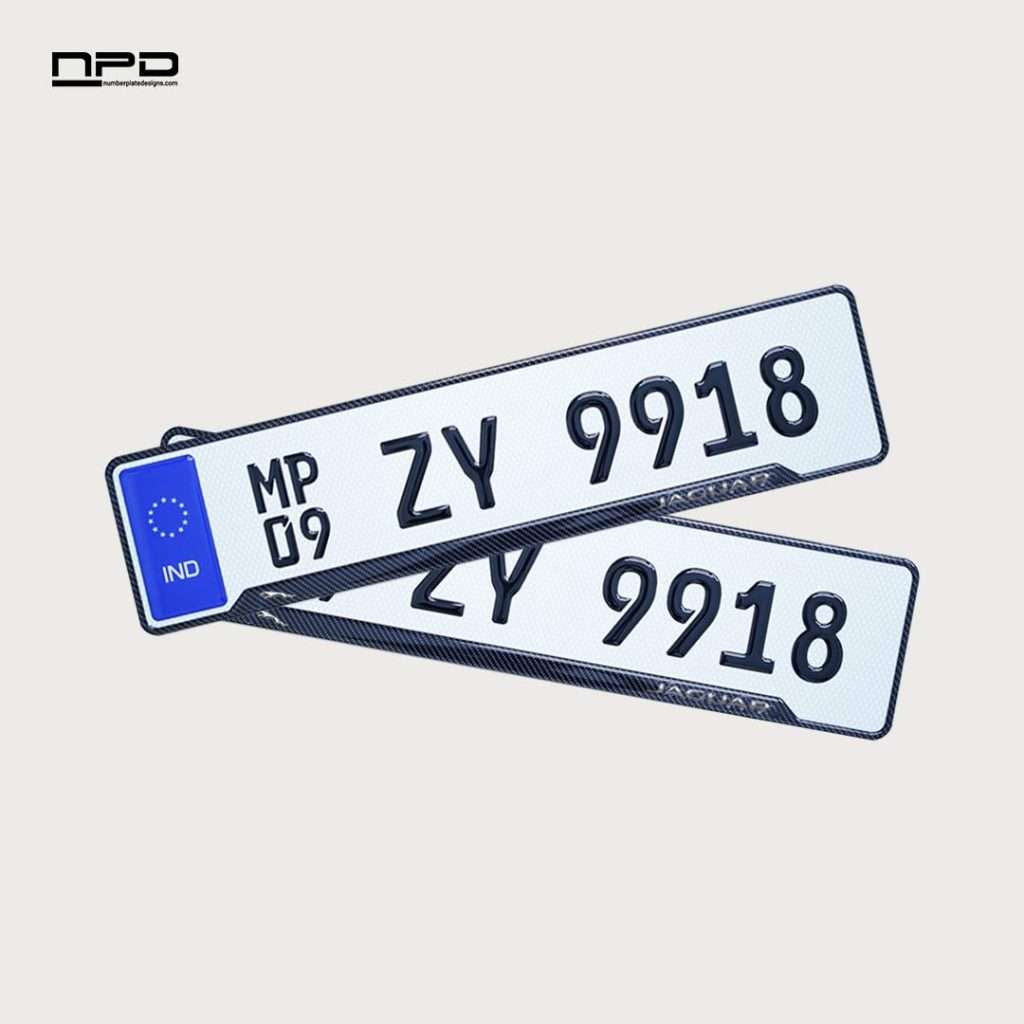 Jaguar Premium Acrylic Car Number Plate with Epoxy Gel & Honeycomb Reflective Design