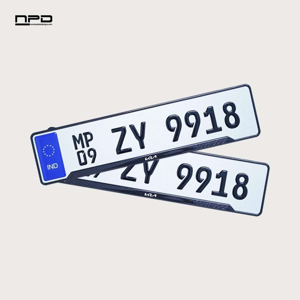 KIA Premium Acrylic Car Number Plate with Epoxy Gel & Honeycomb Reflective Design