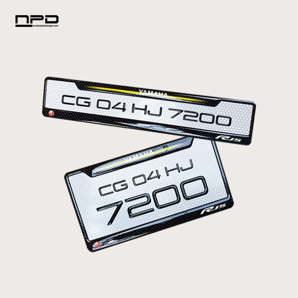 Premium Bike Gel Number Plate with Honeycomb Design - Yamaha