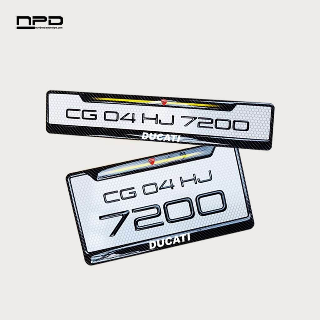 Premium Bike Gel Number Plate with Honeycomb Design - Ducati