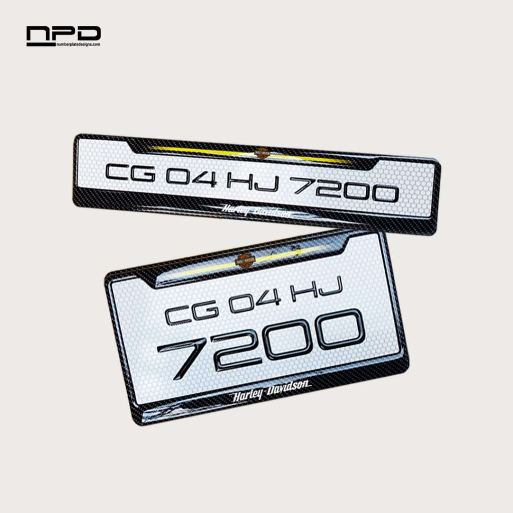 Premium Bike Gel Number Plate with Honeycomb Design - Harley Davidson