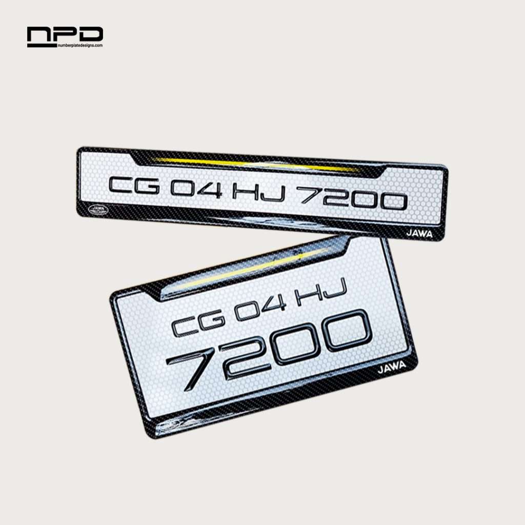 Premium Bike Gel Number Plate with Honeycomb Design - Jawa
