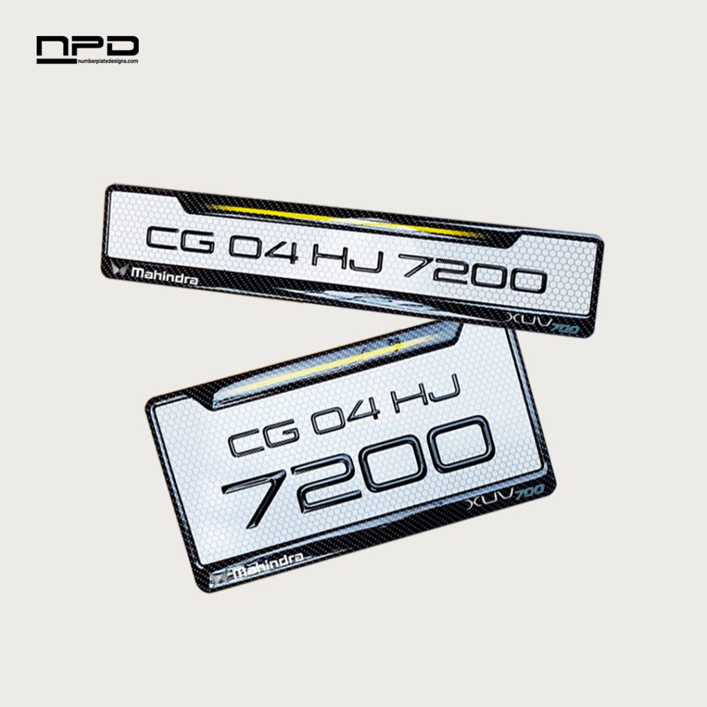 Premium Bike Gel Number Plate with Honeycomb Design - Mahindra