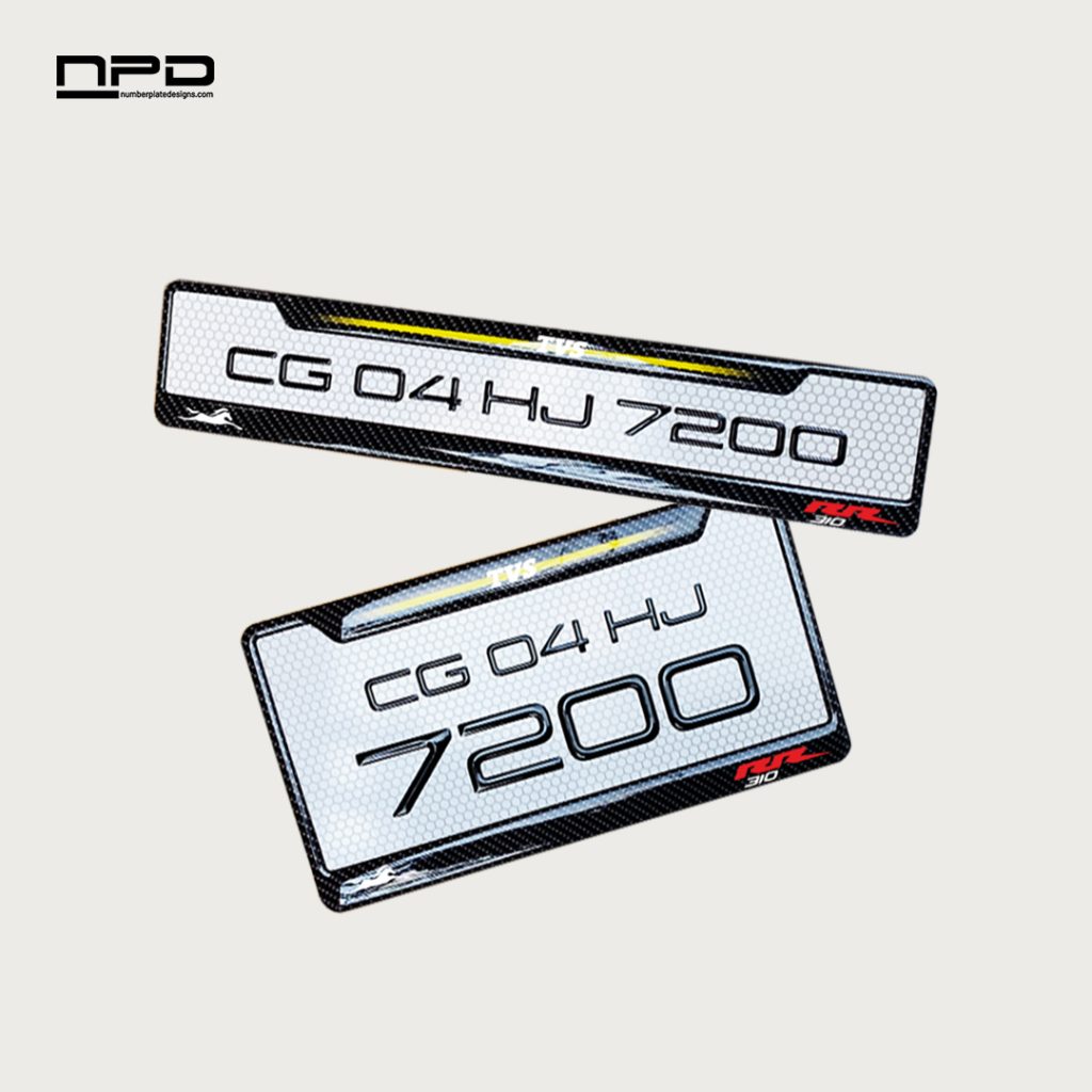 Premium Bike Gel Number Plate with Honeycomb Design - TVS