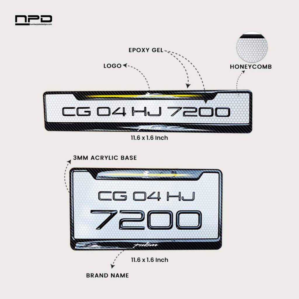 Premium Bike Gel Number Plate with Honeycomb Design