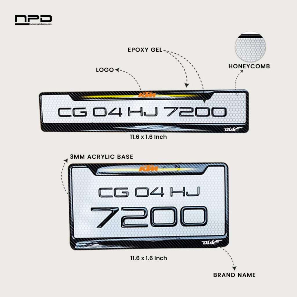 Premium Bike Gel Number Plate with Honeycomb Design - KTM