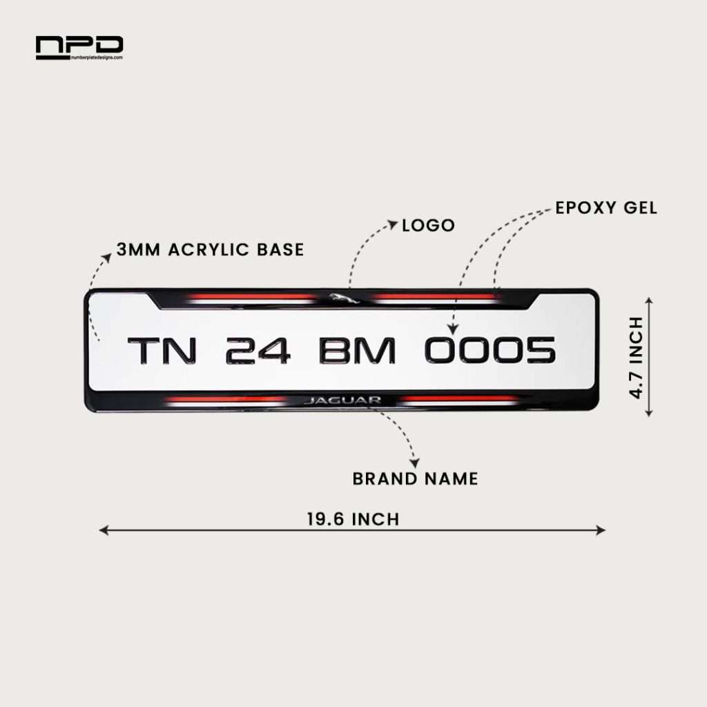 Jaguar Car Gel Number Plate with Honeycomb Texture – 3MM Acrylic Base | Custom Logo & Brand Name