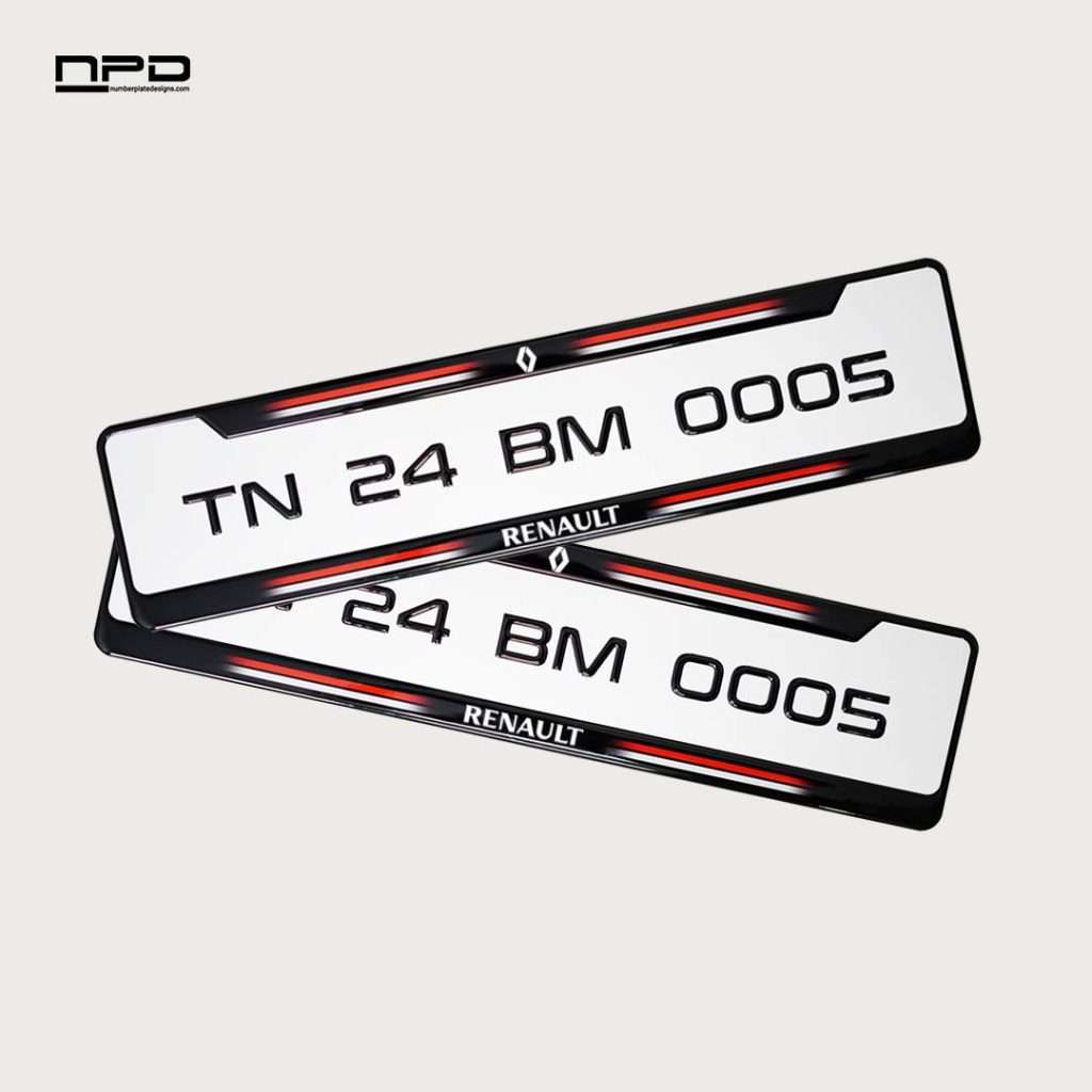 Renault Car Gel Number Plate with Honeycomb Texture – 3MM Acrylic Base | Custom Logo & Brand Name