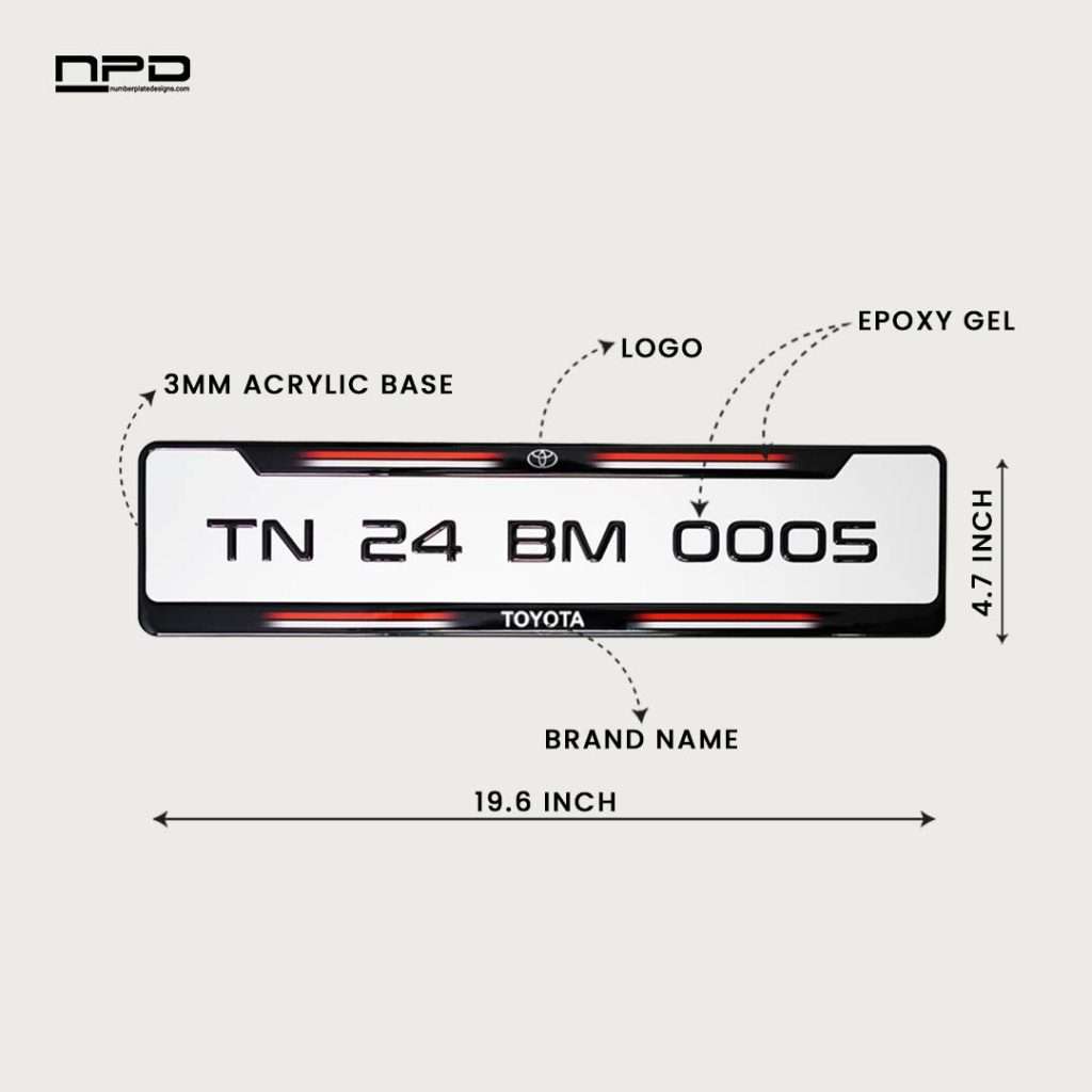 Toyota Car Premium Gel Number Plate