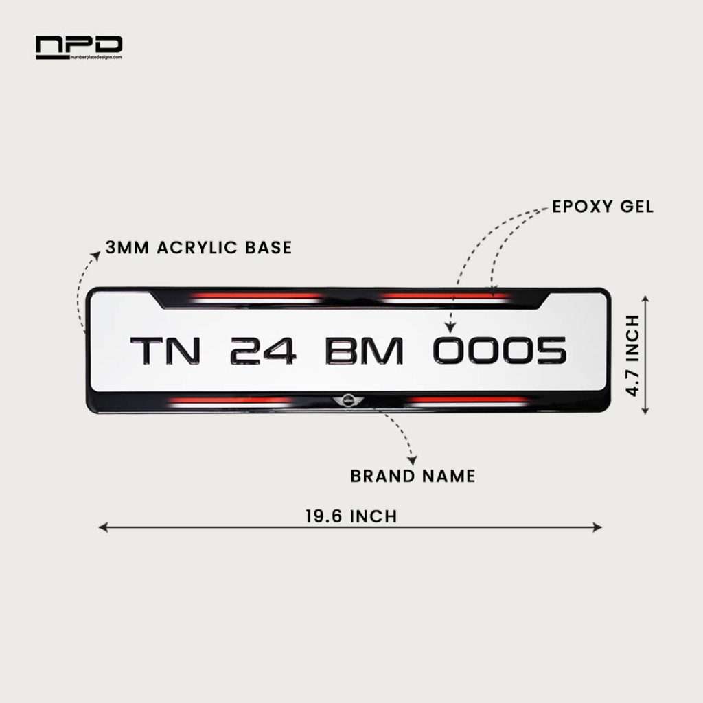 MINI Cooper Car Gel Number Plate with Honeycomb Texture – 3MM Acrylic Base | Custom Logo & Brand Name
