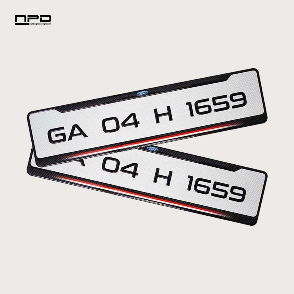 Ford Car Gel Number Plate with Honeycomb Texture – 3MM Acrylic Base | Custom Logo & Brand Name