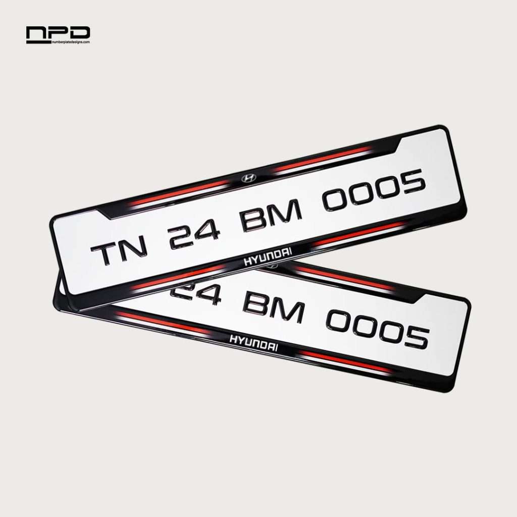 Hyundai Car Gel Number Plate with Honeycomb Texture – 3MM Acrylic Base | Custom Logo & Brand Name
