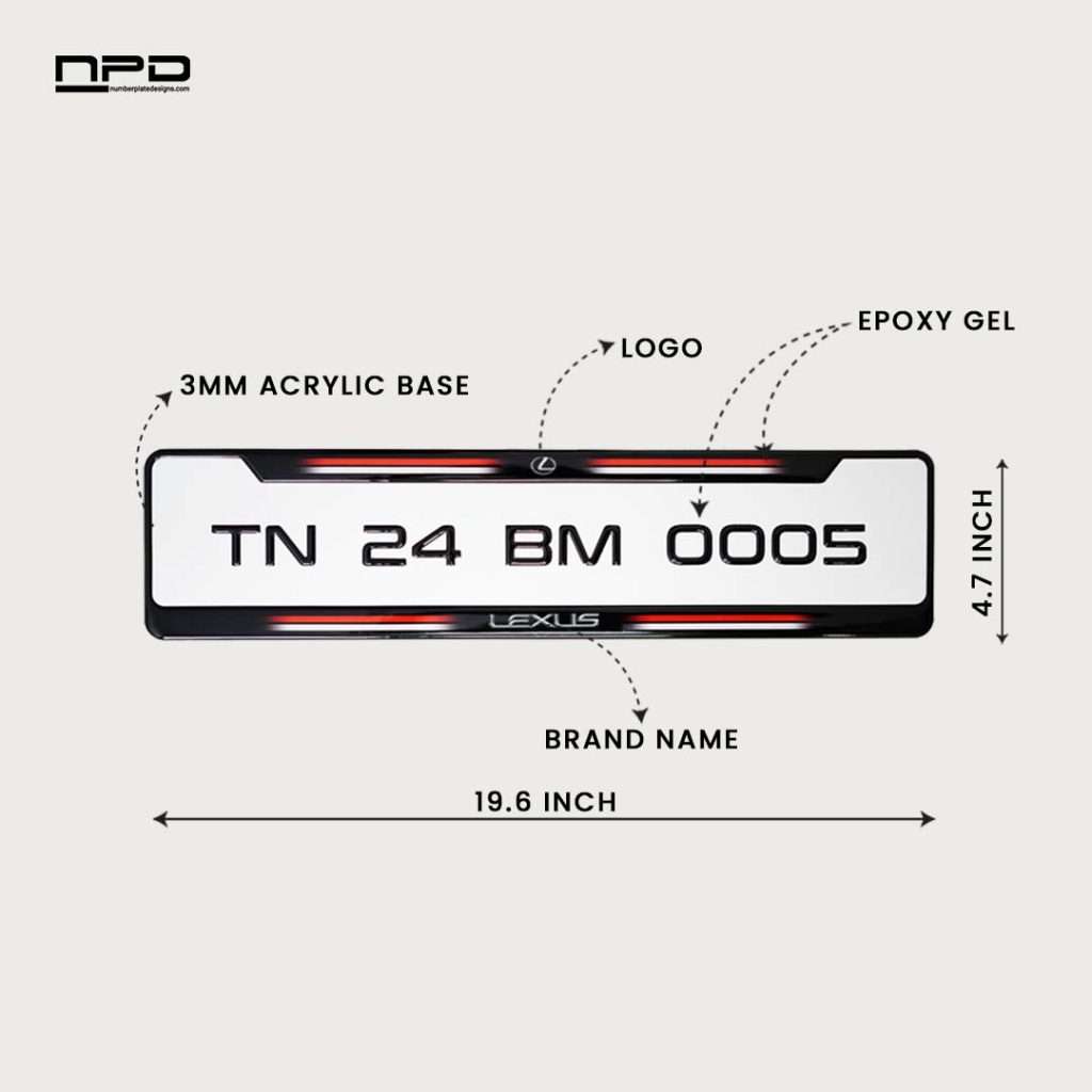 Lexus Car Gel Number Plate with Honeycomb Texture – 3MM Acrylic Base | Custom Logo & Brand Name