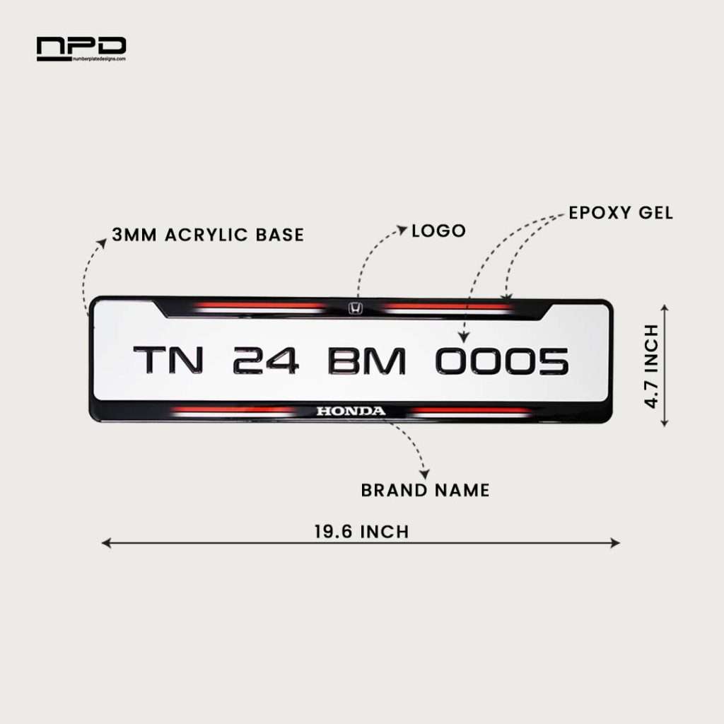 Honda Premium Gel Number Plate