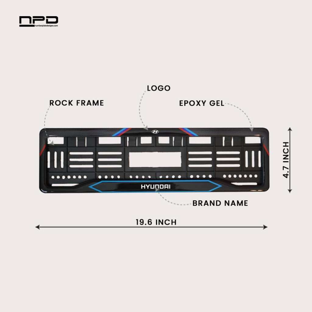Premium Car Number Plate Gel Frame with Logo - Rock