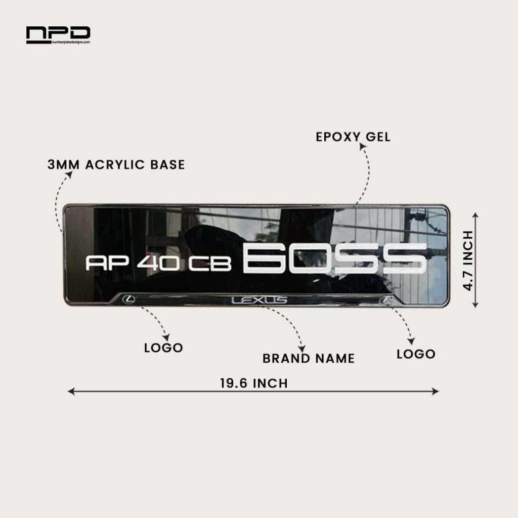 Custom Gel Number Plate with Acrylic Base – Lexus Style | Premium Gloss Finish