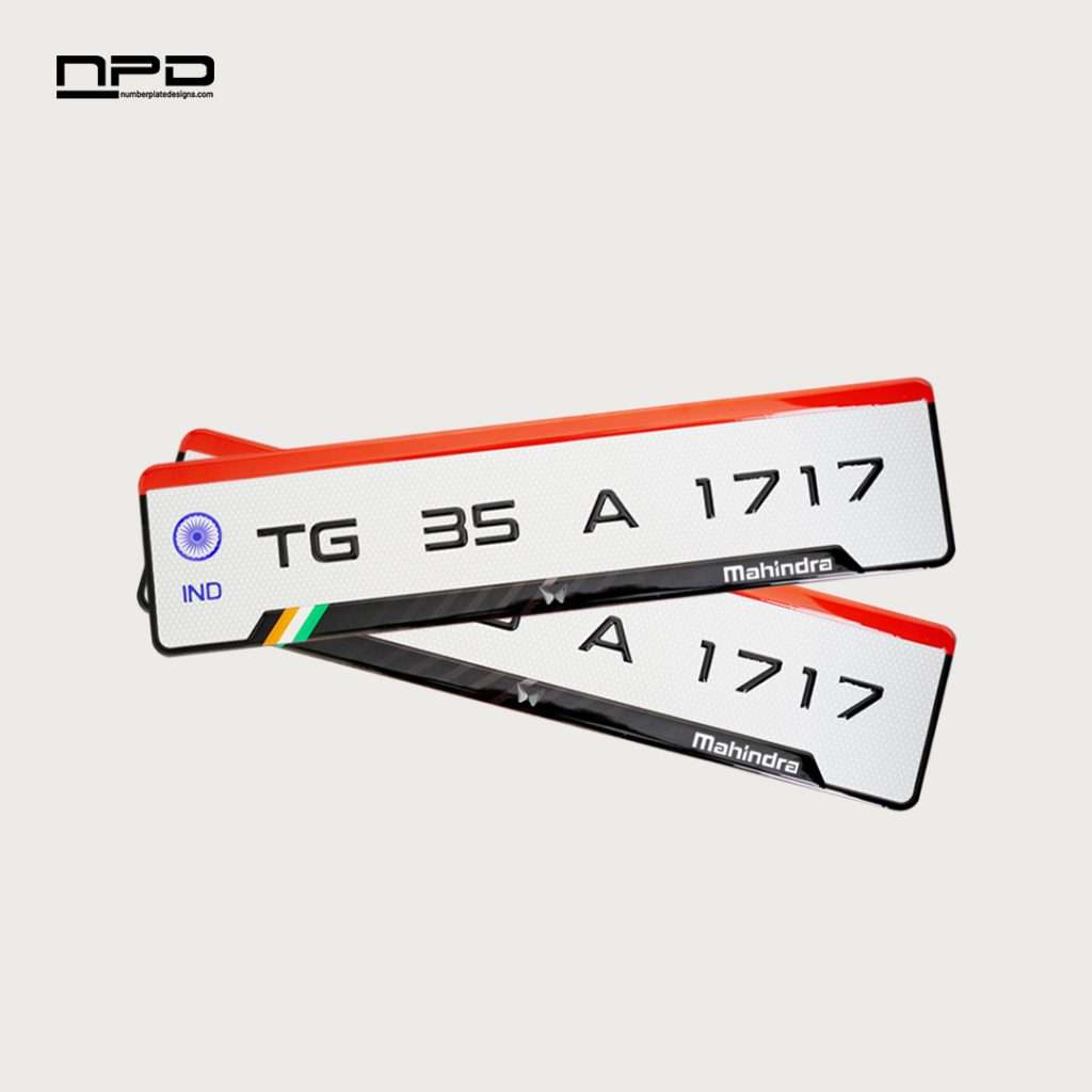 Premium Mahindra Gel Number Plate with 3MM Acrylic Base & Honeycomb Reflective Finish