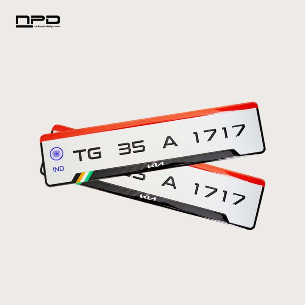 Premium KIA Gel Number Plate with 3MM Acrylic Base & Honeycomb Reflective Finish