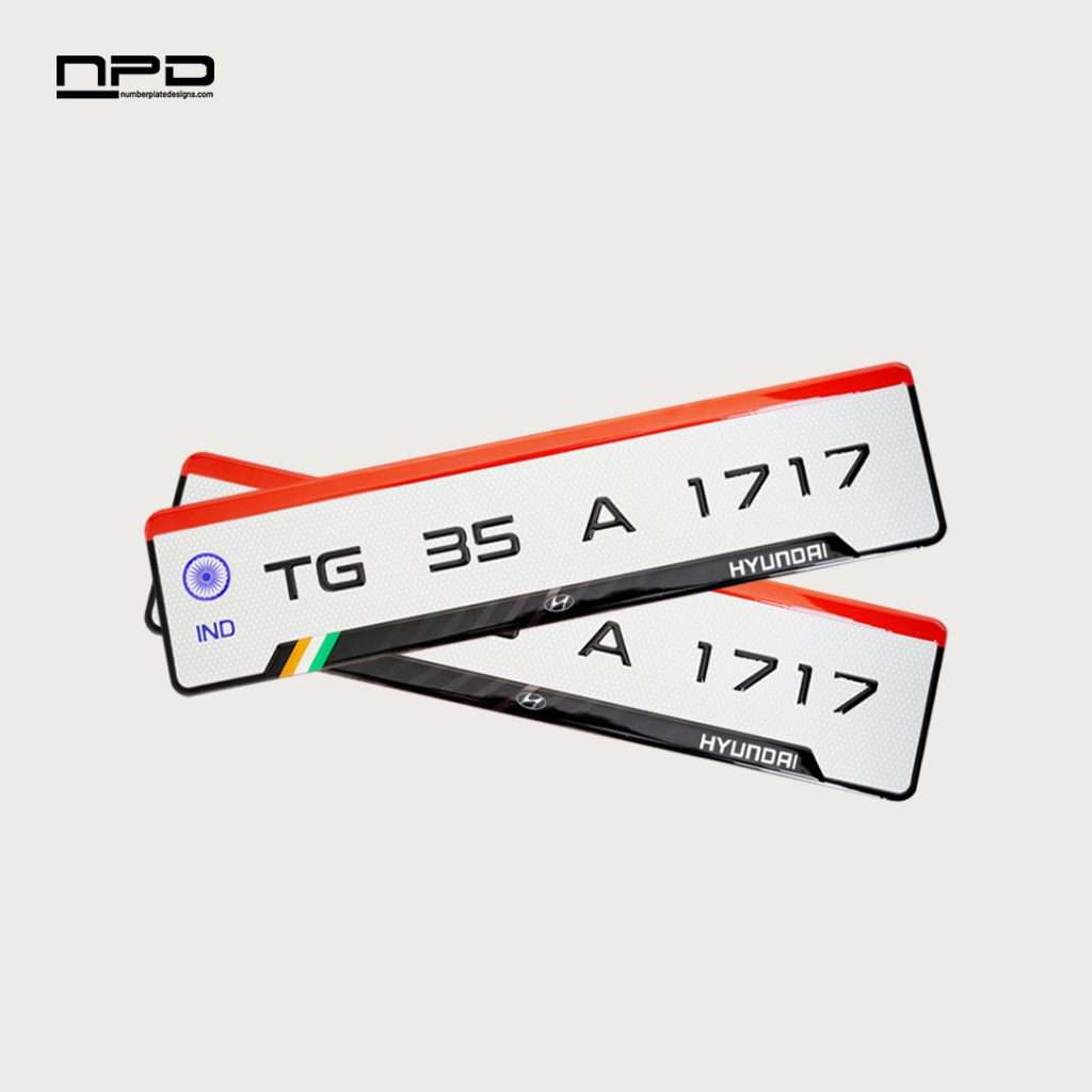 Premium Hyundai Gel Number Plate with 3MM Acrylic Base & Honeycomb Reflective Finish