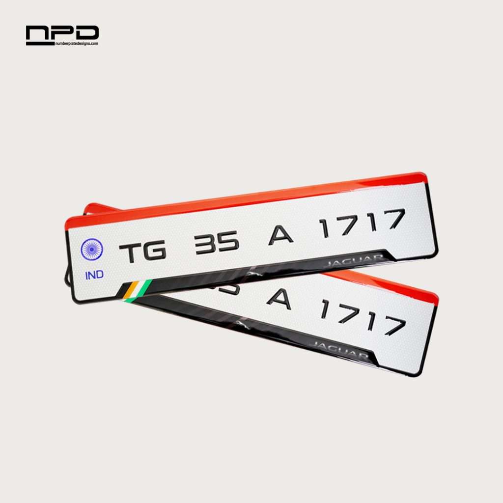 Premium Jaguar Gel Number Plate with 3MM Acrylic Base & Honeycomb Reflective Finish